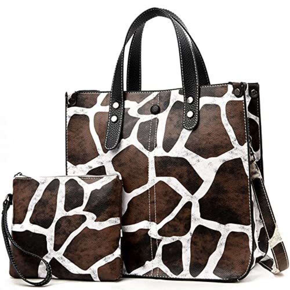 Leopard Print Shopper Satchel Animal Print Pu Textured Handbags Crossbody